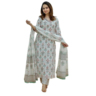 Buy Upto 80% Off On Women's Printed Kurta and Pant set with Dupatta
